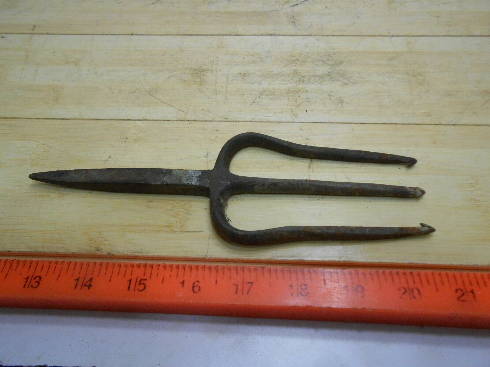 Vintage Hand Forged Fishing Fish Spear 5 TINE PRONG CREEK SUCKER